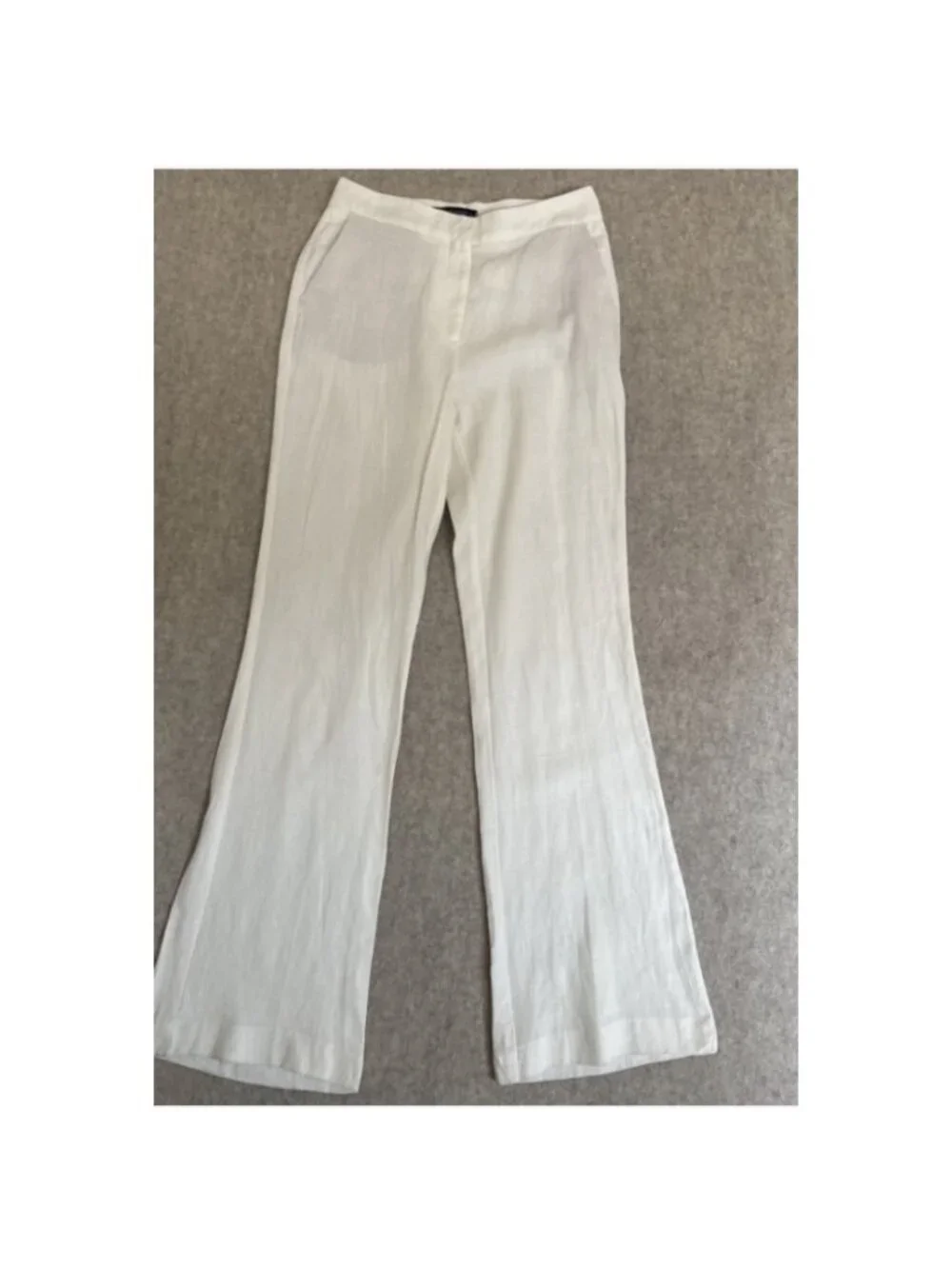 Zara High Waist Linen Flare Pants Womens M White Coastal New